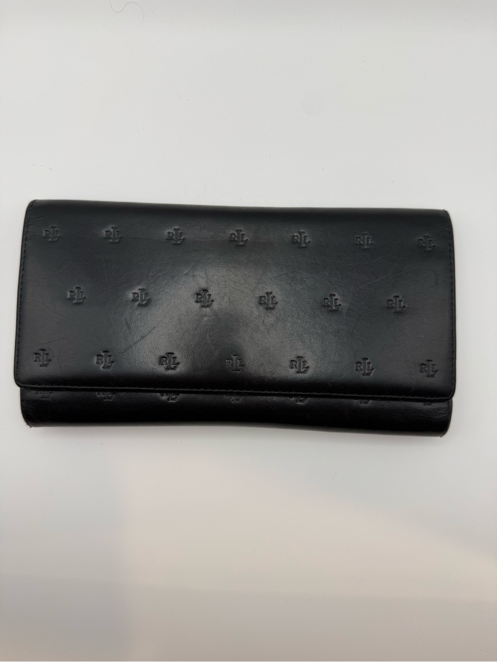 Ralph Lauren Black Embossed Leather Long Wallet - Picture 1 of 7
